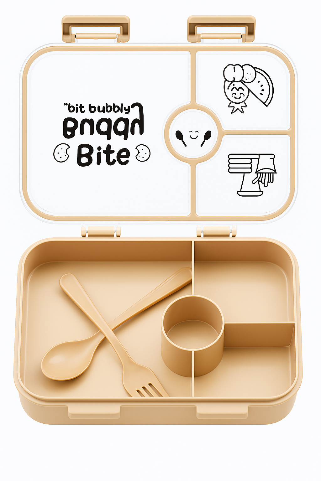 Bite Buddy 3-Compartment Lunch Box with Spoon & Fork | Leak-Proof, BPA-Free, Microwave Safe Tiffin for Kids & Office (2-in-1 Set)